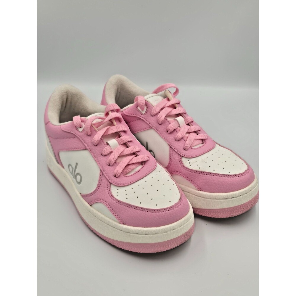ALO Recovery Mode Pink White Vegan Leather Sneakers Women 6 Men 4.5 A0685U
